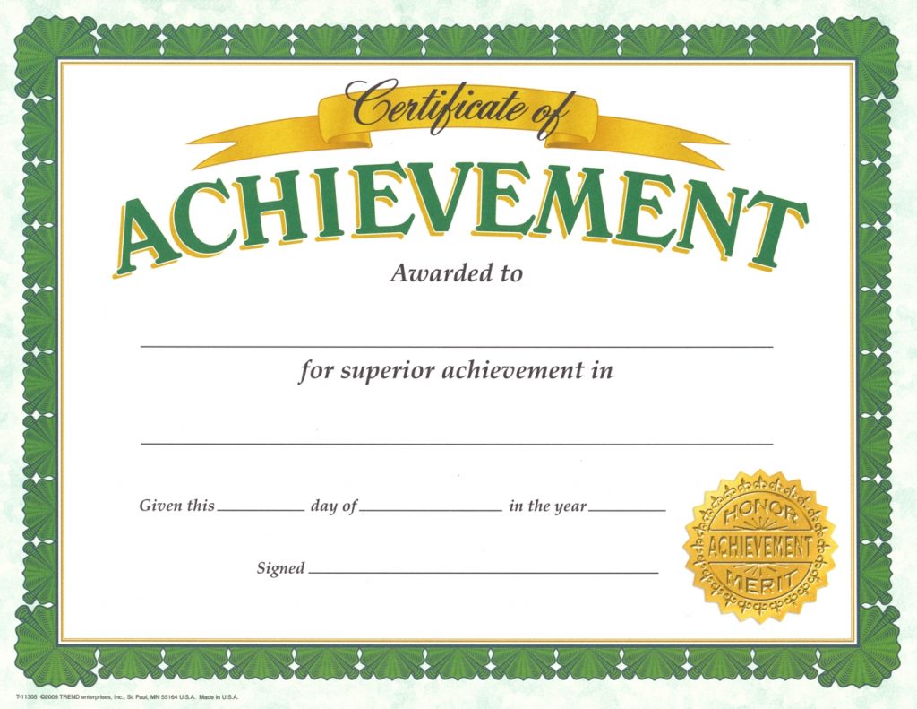 Free Editable Certificate Of Achievement Template