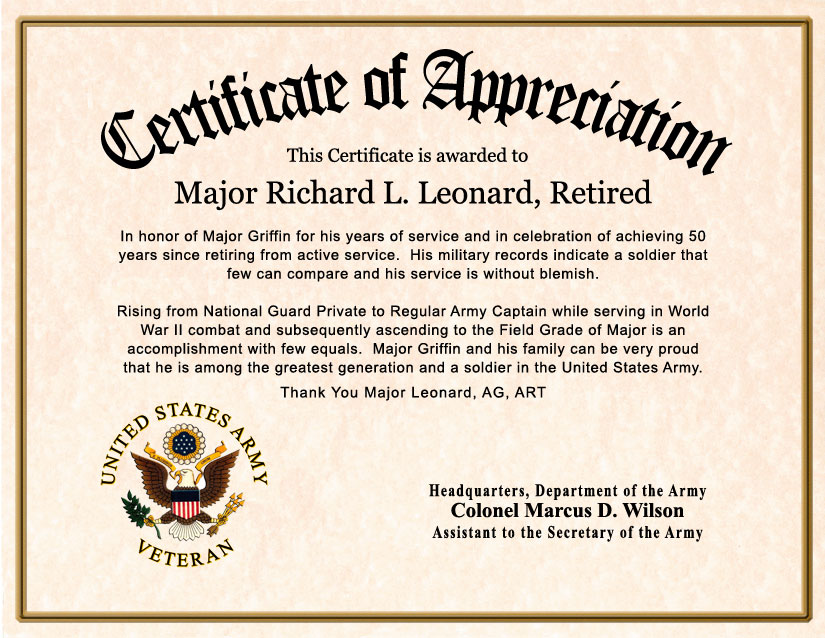 certificate photo police retirement