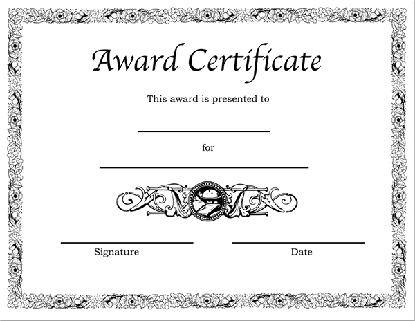Award Certificate Template Certificate Templates