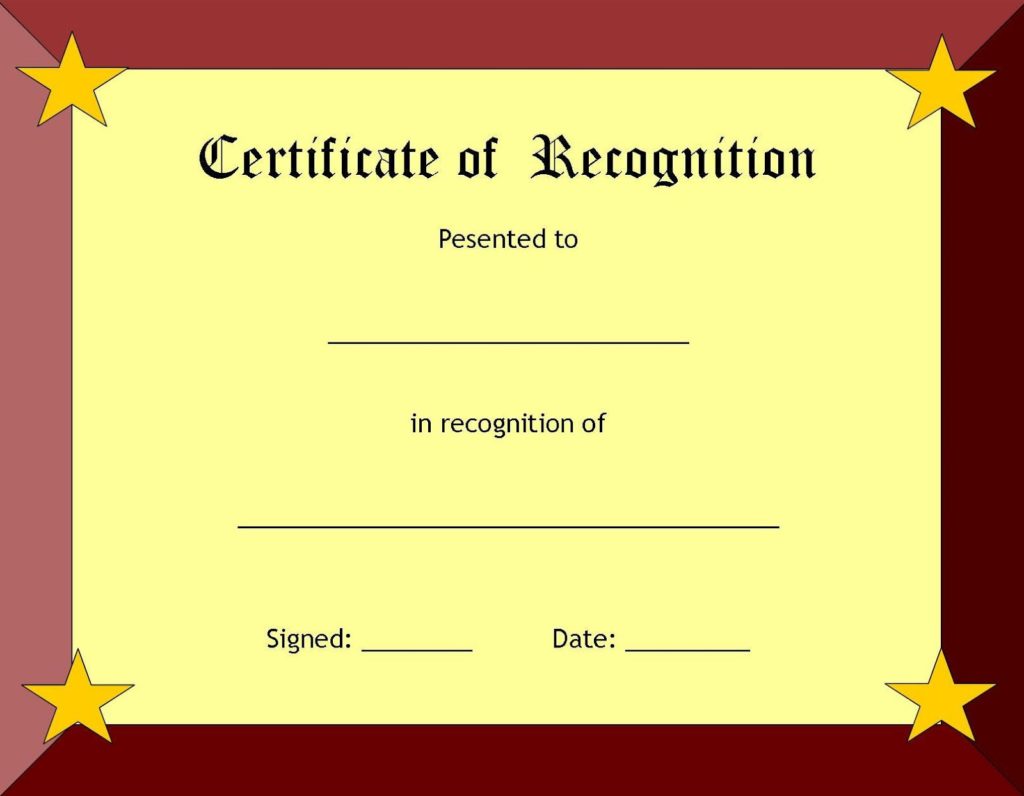 Blank Award Certificates Printable