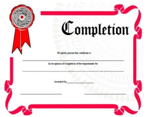 Blank Certificate of Completion Template