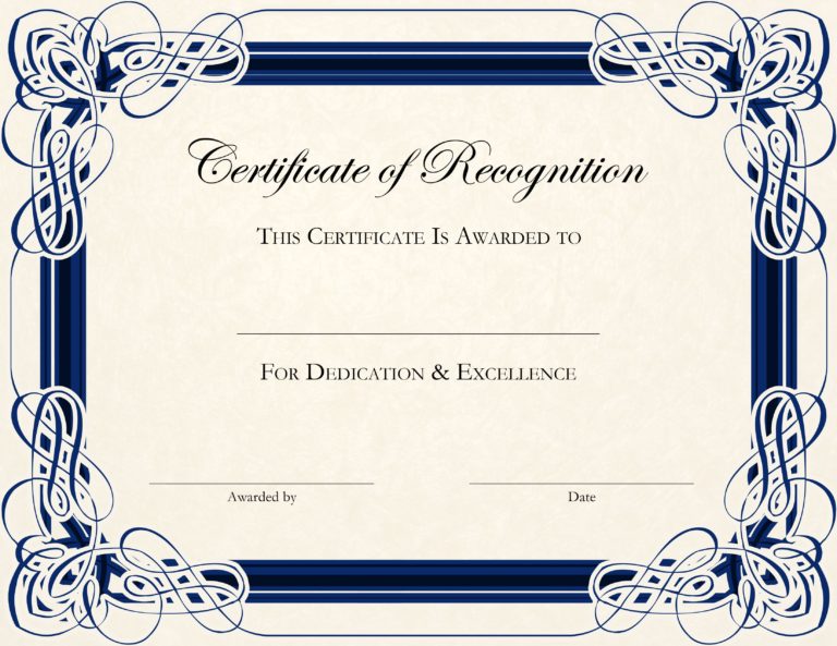 Darkblue Pdf Formatted Certificate Of Completion Template