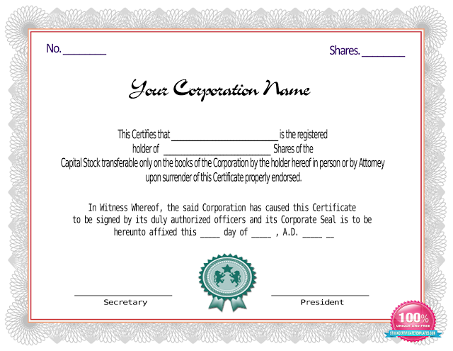 Red Stock Certificate Template | Certificate Templates