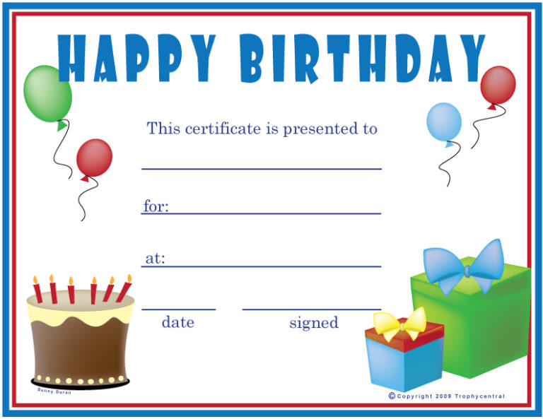 Special Certificates – Happy Birthday Certificate Template