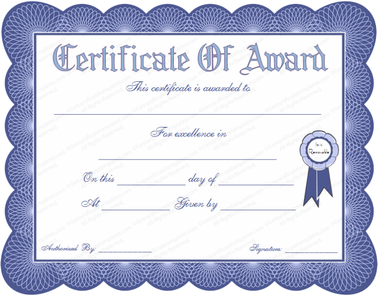 Download Free Certificate Template Award Certificate Template Award Free